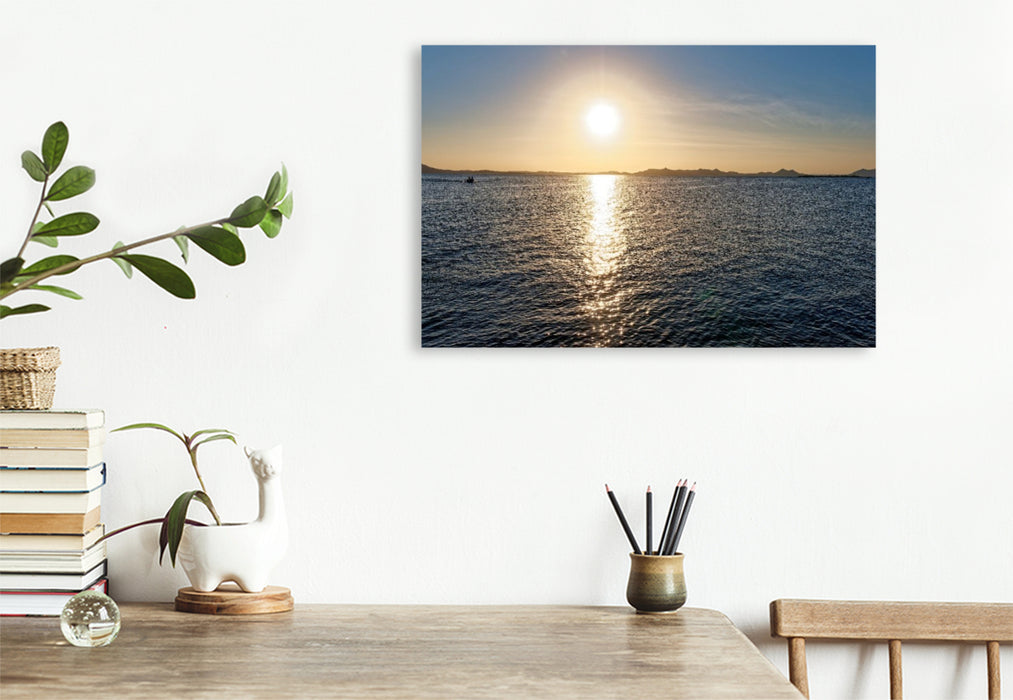Premium Textil-Leinwand Sonnenaufgang über dem Nassersee