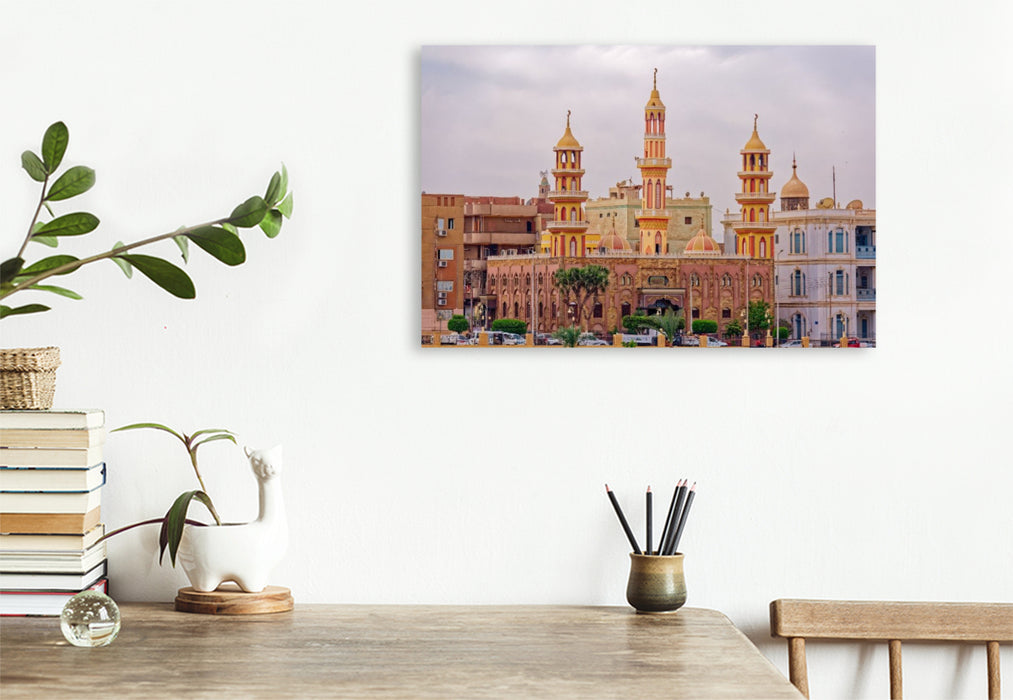 Premium Textil-Leinwand Moschee am Ufer des Nils