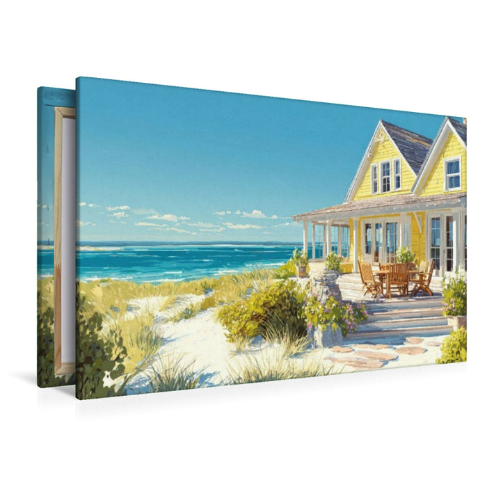 Premium Textil-Leinwand Strandhaus