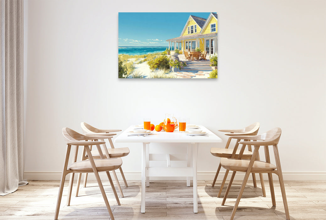 Premium Textil-Leinwand Strandhaus