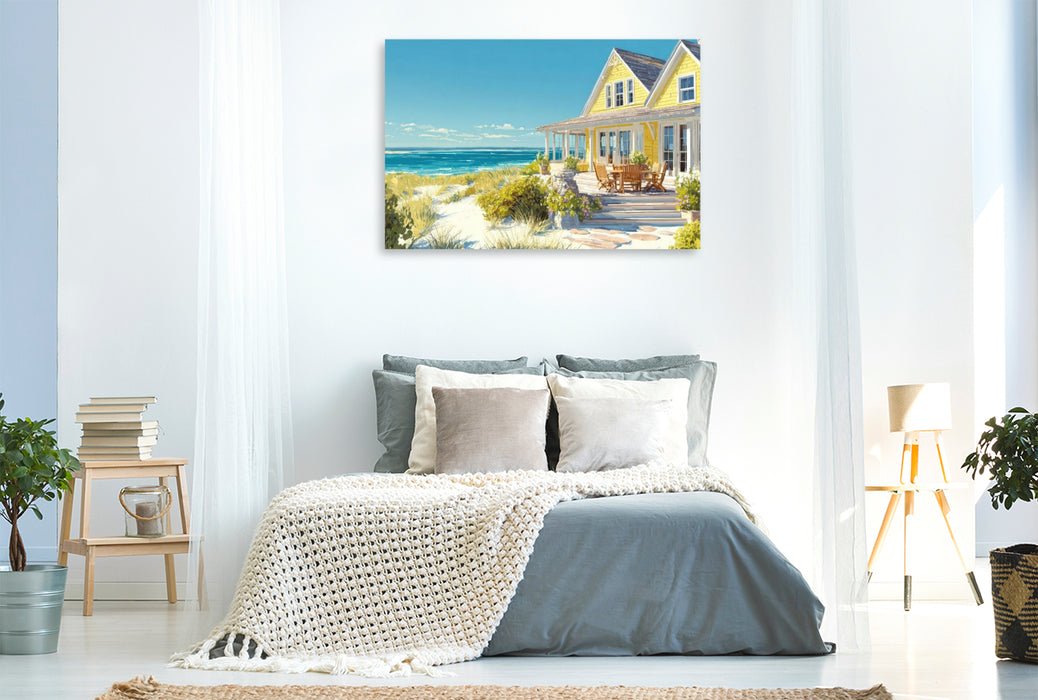 Premium Textil-Leinwand Strandhaus