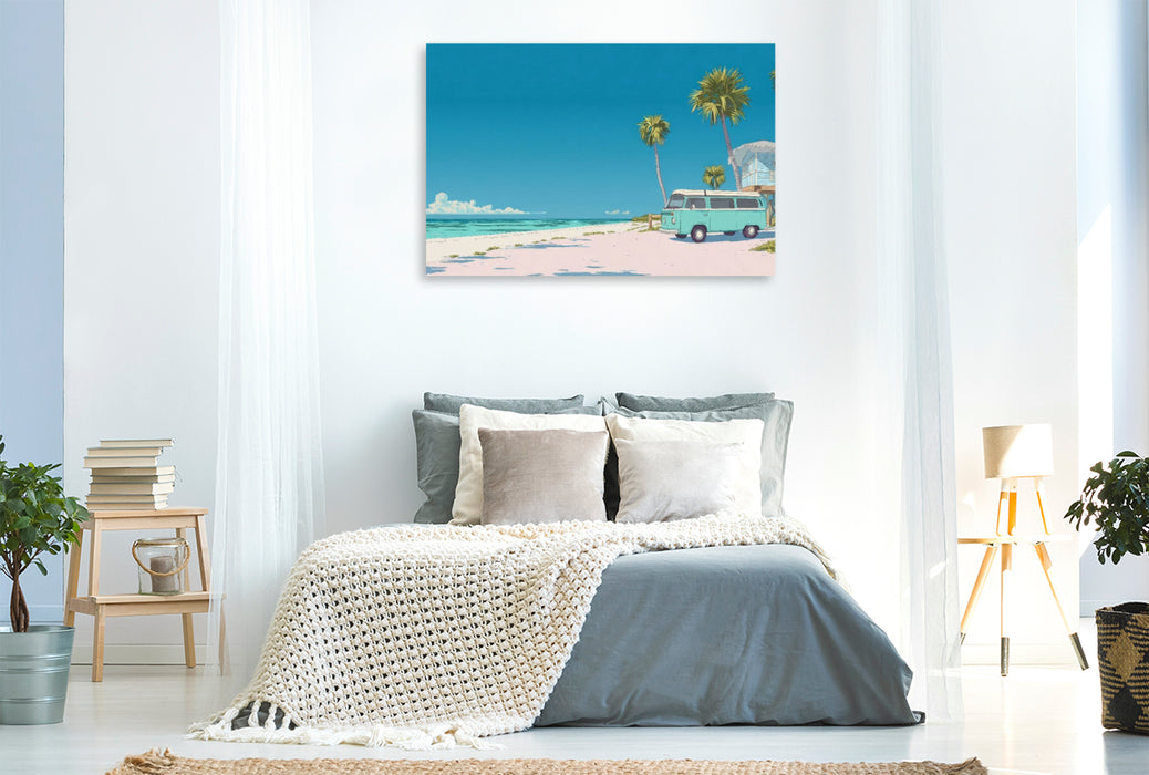 Premium Textil-Leinwand Ein Bully am Meer