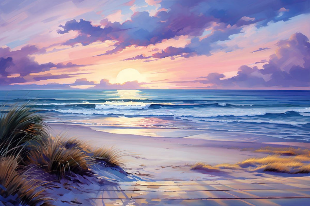 Premium Textil-Leinwand Sonnenuntergang am Meer