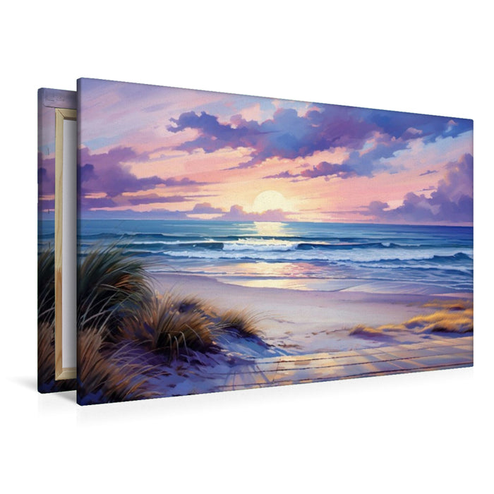 Premium Textil-Leinwand Sonnenuntergang am Meer