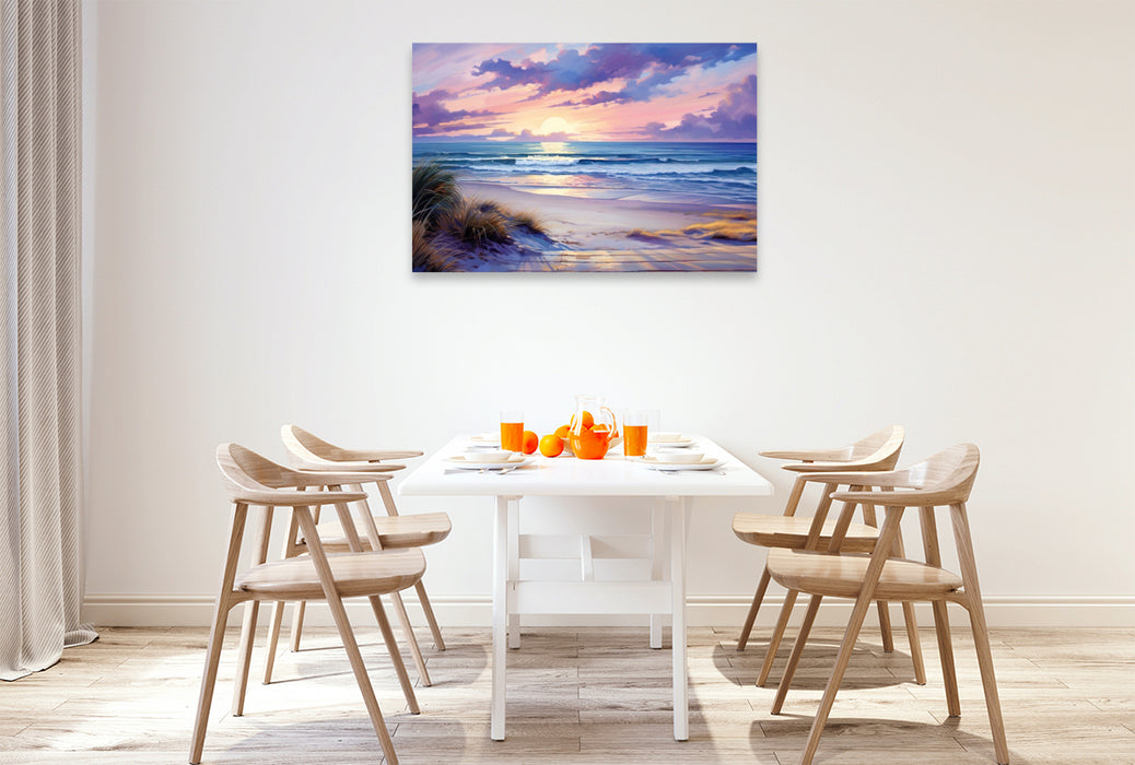 Premium Textil-Leinwand Sonnenuntergang am Meer
