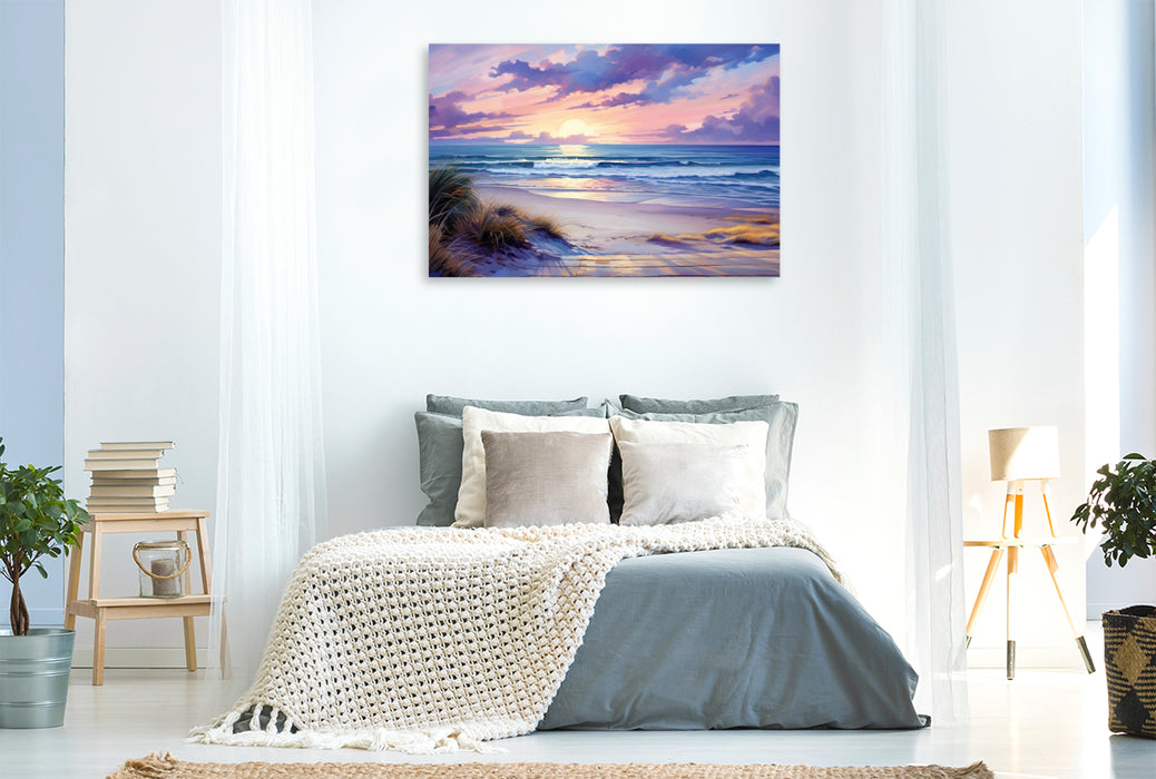 Premium Textil-Leinwand Sonnenuntergang am Meer