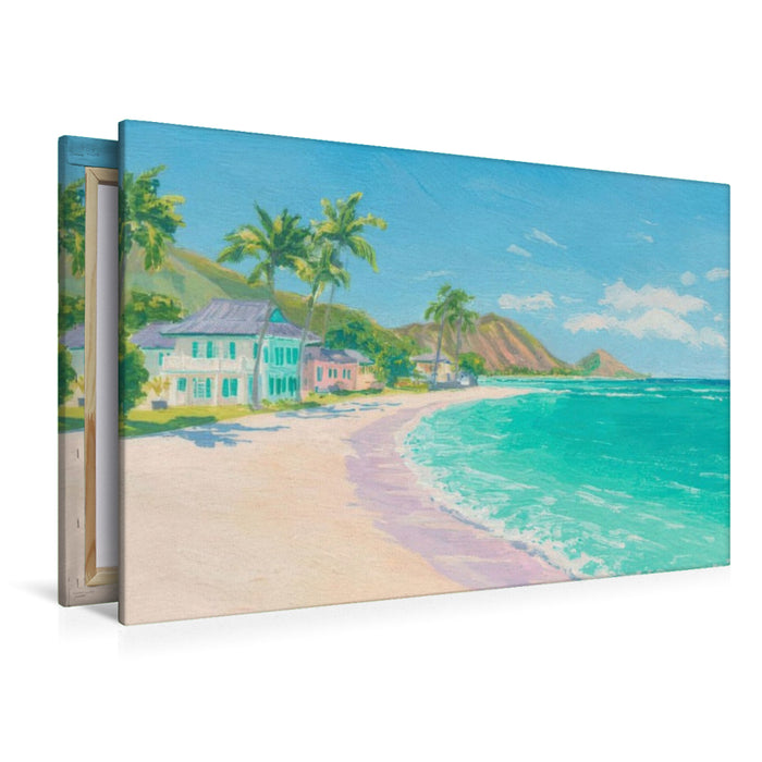 Premium Textil-Leinwand Karibikblau