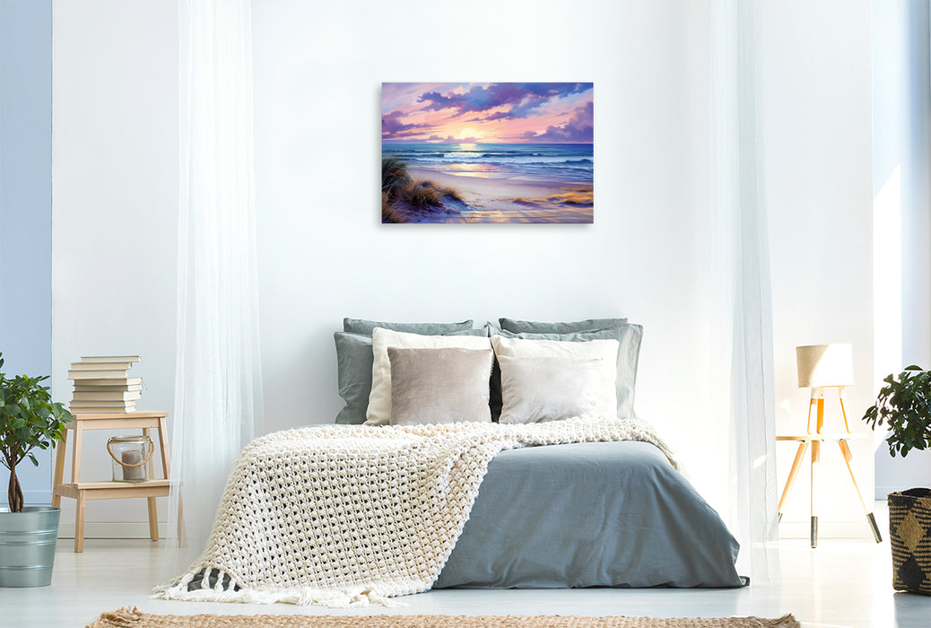 Premium Textil-Leinwand Sonnenuntergang am Meer