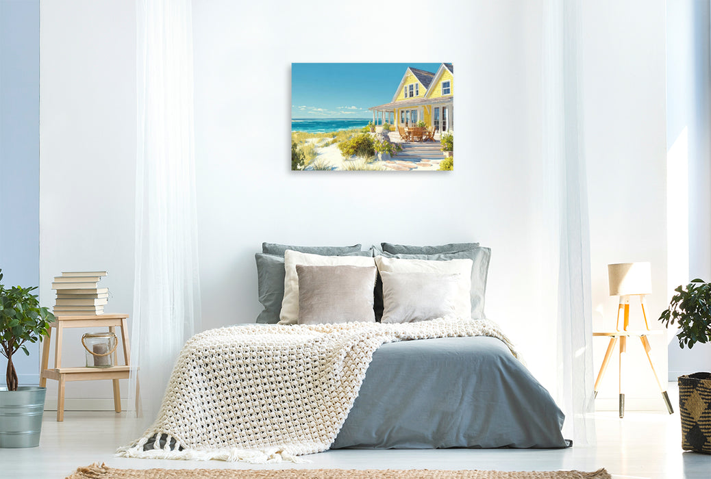 Premium Textil-Leinwand Strandhaus