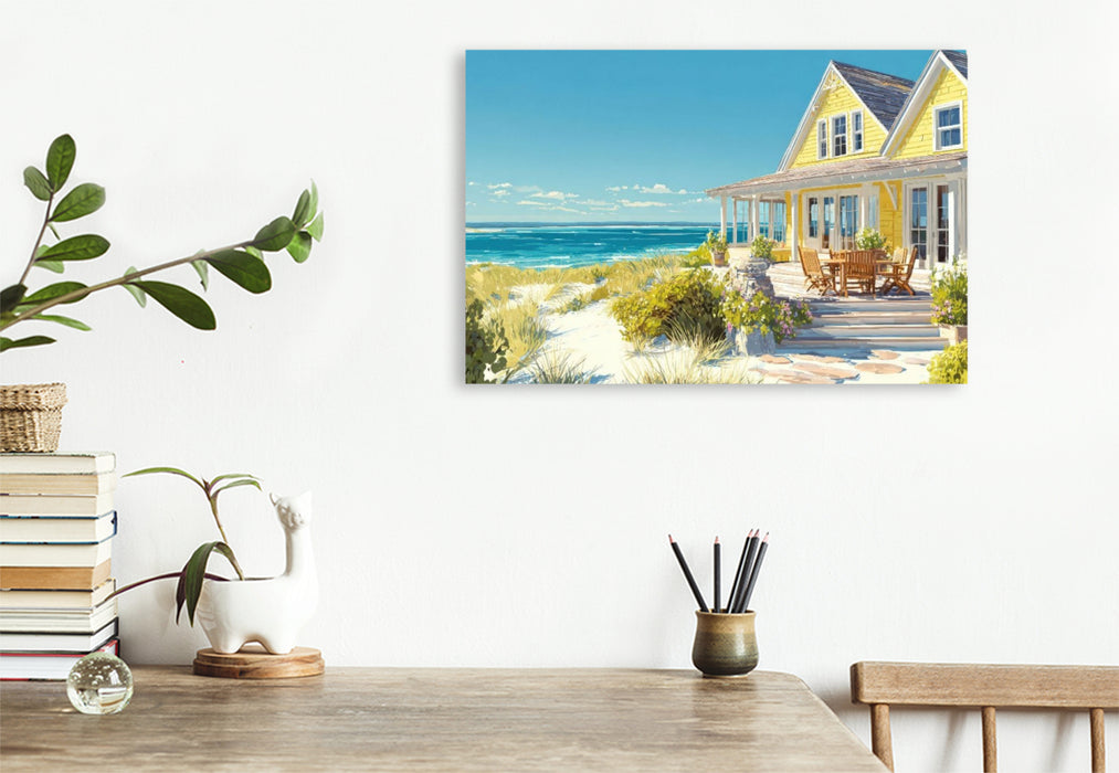 Premium Textil-Leinwand Strandhaus