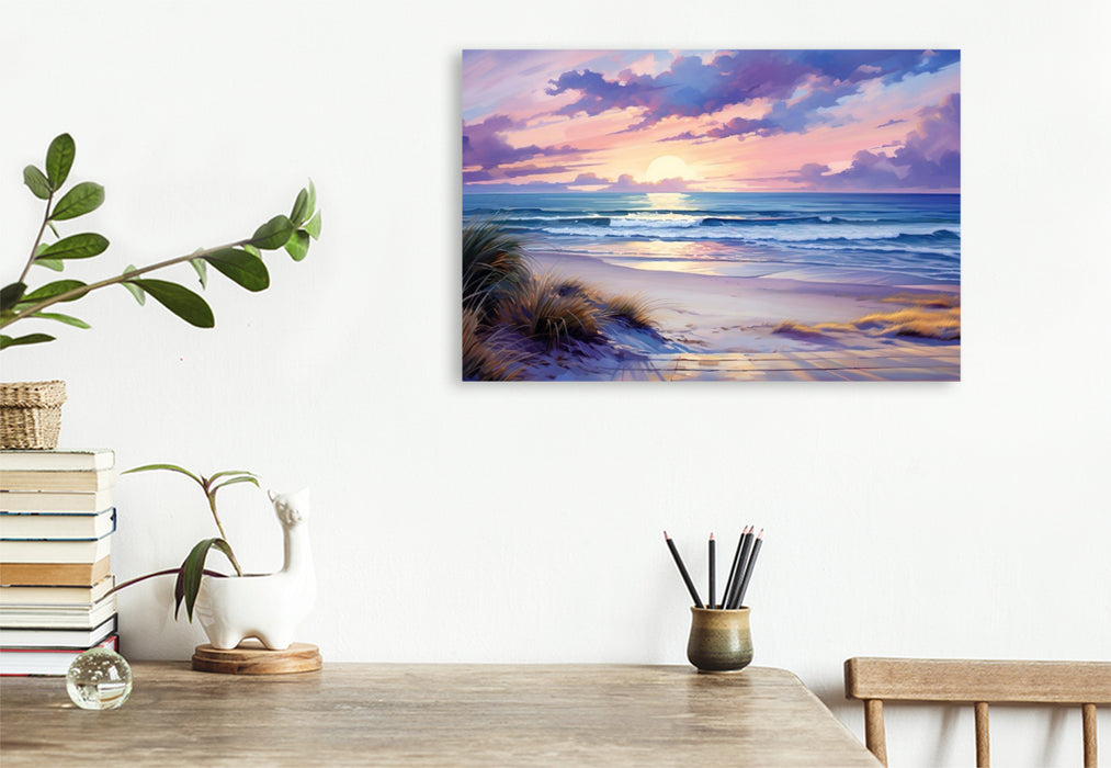 Premium Textil-Leinwand Sonnenuntergang am Meer