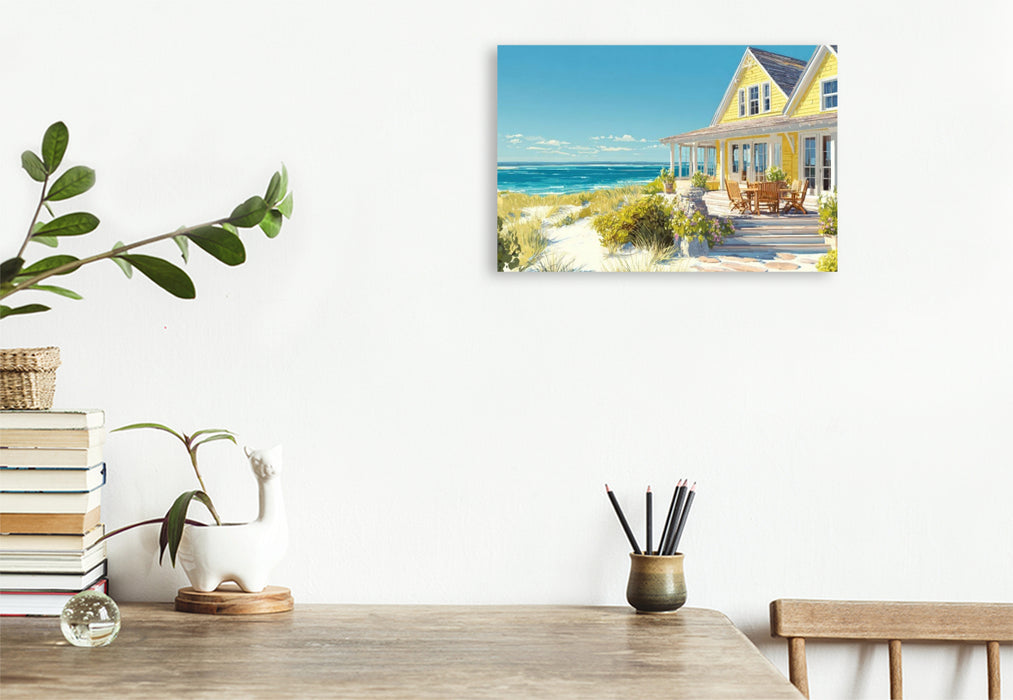 Premium Textil-Leinwand Strandhaus