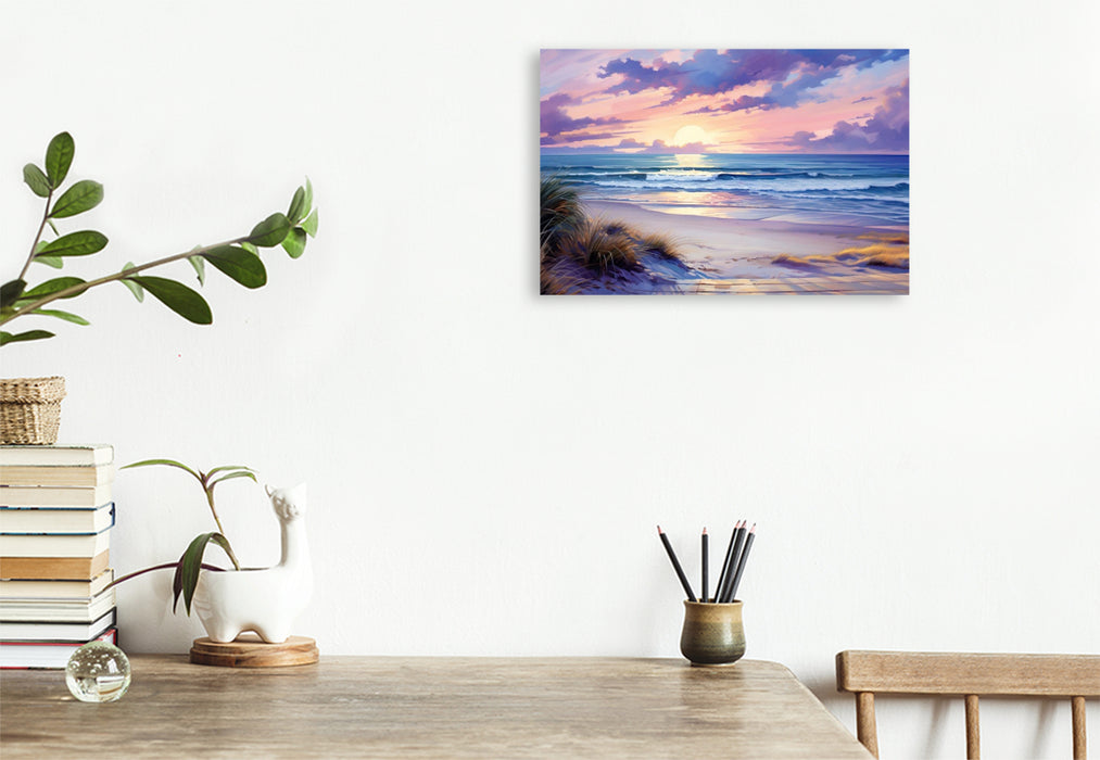 Premium Textil-Leinwand Sonnenuntergang am Meer