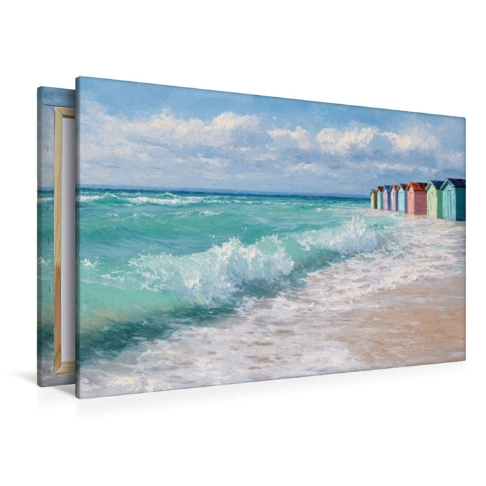 Premium Textil-Leinwand Bunte Strandhütten