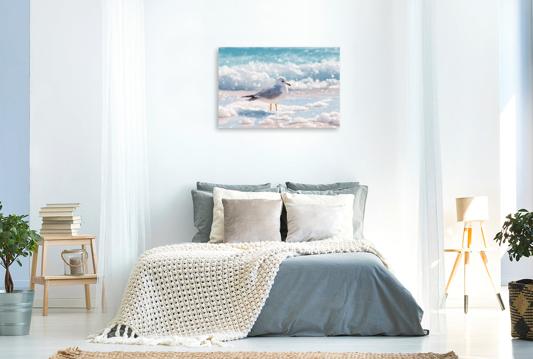 Premium Textil-Leinwand Seemöwe