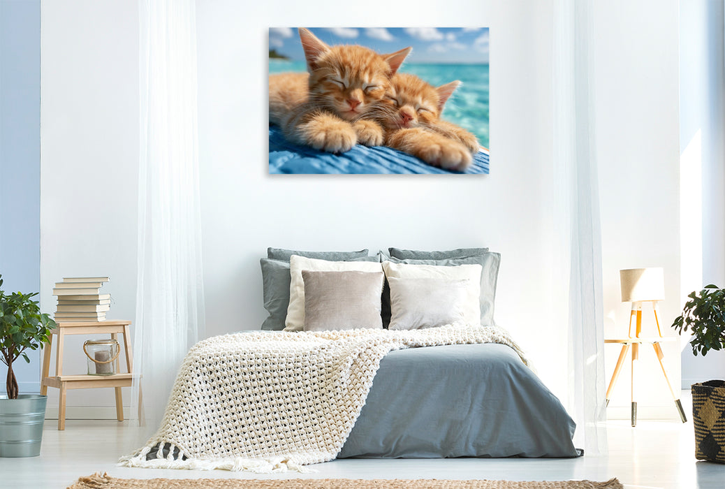 Premium Textil-Leinwand Meer, Sonne, Schnurren
