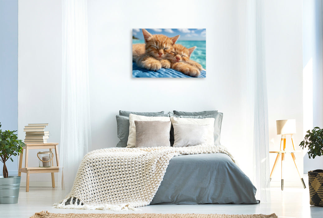 Premium Textil-Leinwand Meer, Sonne, Schnurren