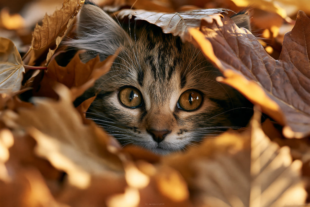Premium Textil-Leinwand Herbstliebe auf vier Pfoten