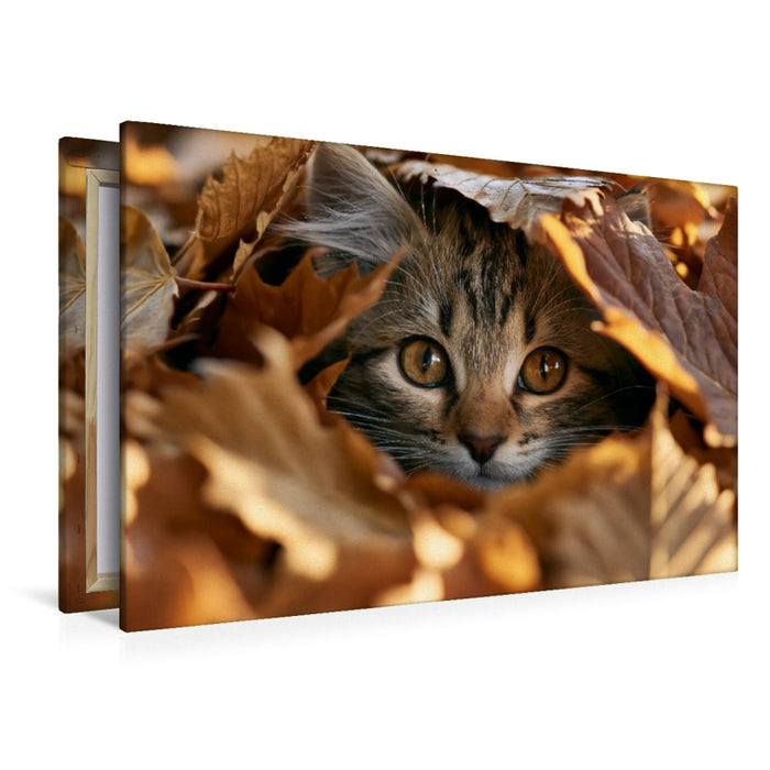 Premium Textil-Leinwand Herbstliebe auf vier Pfoten