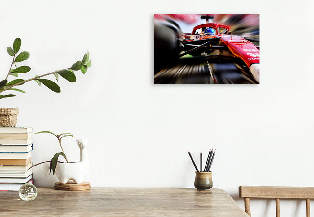 Premium Textil-Leinwand Der Finne Valtteri Bottas im Alfa Romeo F1