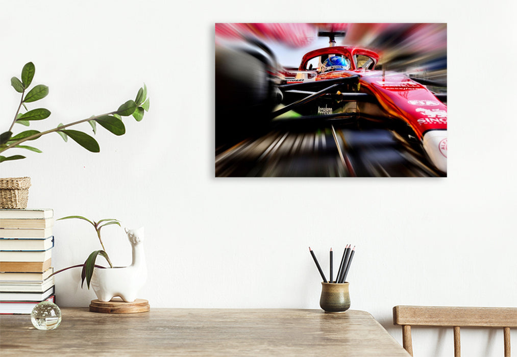 Premium Textil-Leinwand Der Finne Valtteri Bottas im Alfa Romeo F1