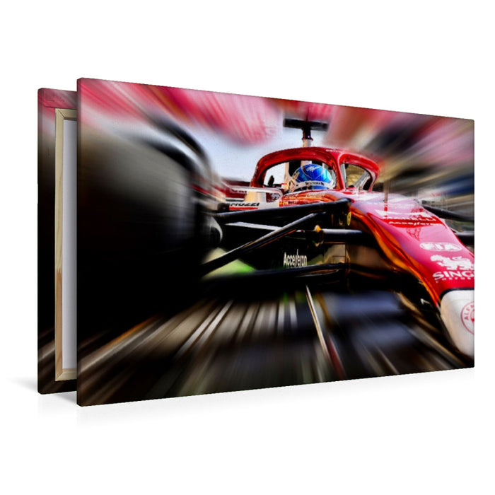 Premium Textil-Leinwand Der Finne Valtteri Bottas im Alfa Romeo F1