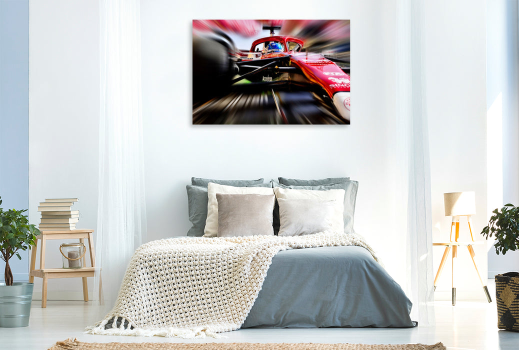 Premium Textil-Leinwand Der Finne Valtteri Bottas im Alfa Romeo F1