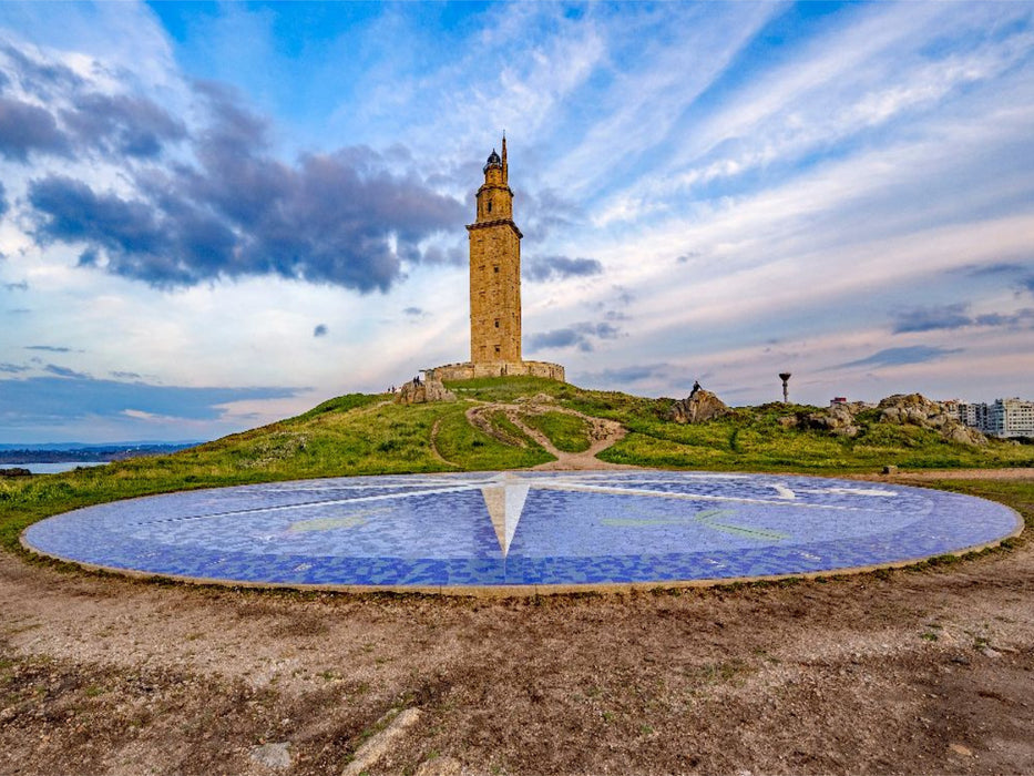 Der Herkulesturm und die Windrose - CALVENDO Foto-Puzzle'