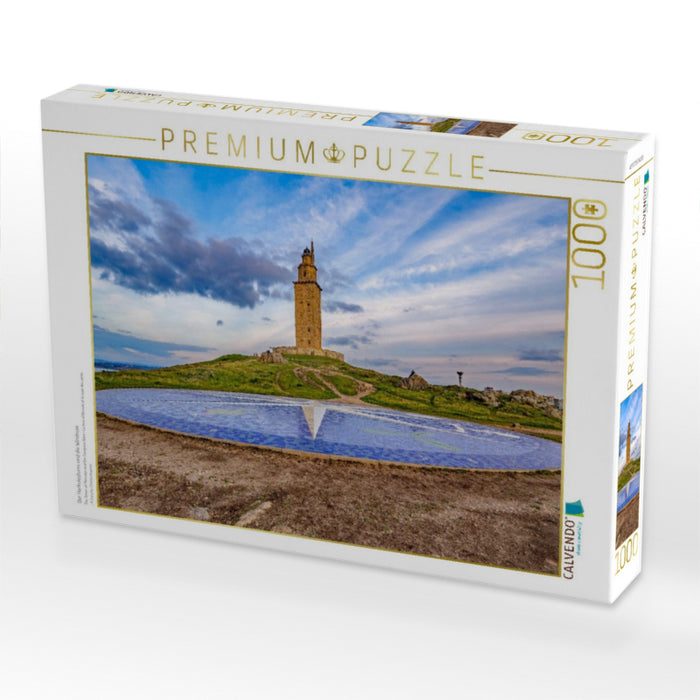 Der Herkulesturm und die Windrose - CALVENDO Foto-Puzzle'