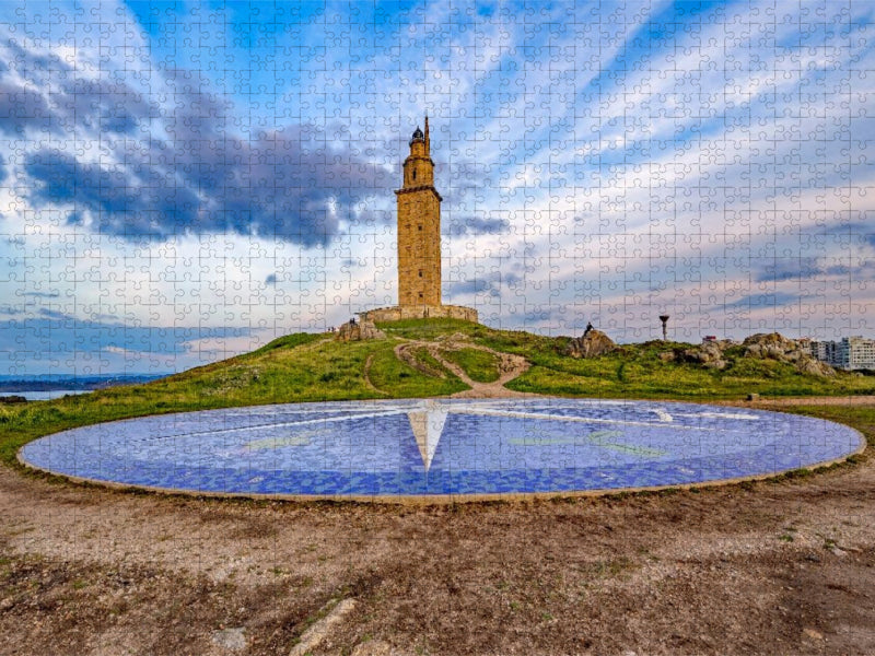 Der Herkulesturm und die Windrose - CALVENDO Foto-Puzzle'