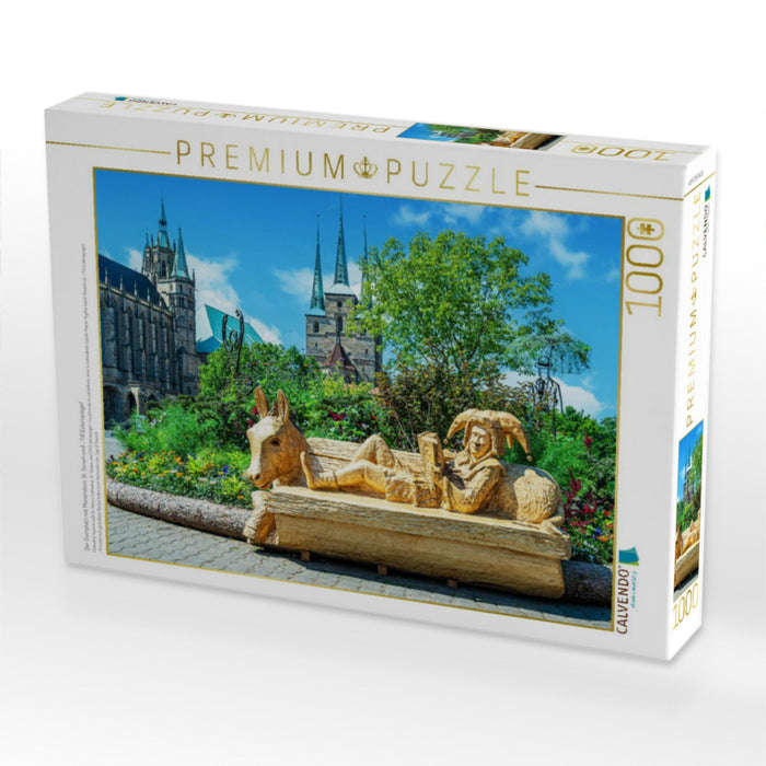 Der Domplatz mit Mariendom, St. Severi und - Till Eulenspiegel - CALVENDO Foto-Puzzle'