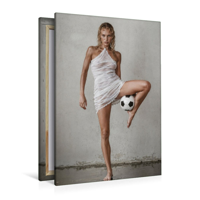 Premium Textil-Leinwand Ein Motiv aus dem Kalender Frauen mit Fußball – Eleganz. Leidenschaft.
