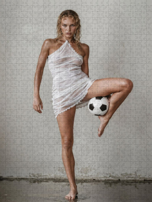Ein Motiv aus dem Kalender Frauen mit Fußball – Eleganz. Leidenschaft. - CALVENDO Foto-Puzzle'