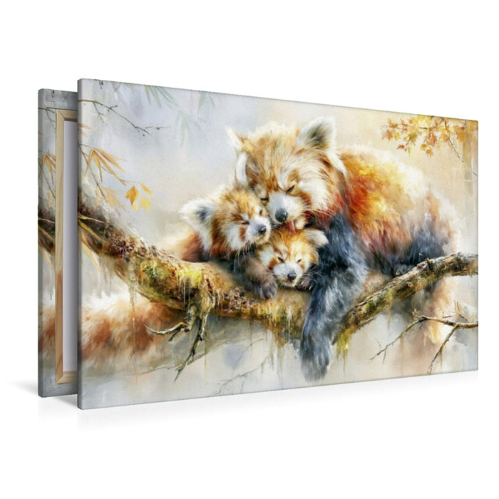Premium Textil-Leinwand Auch Panda-Mamas lieben den Mittagsschlaf