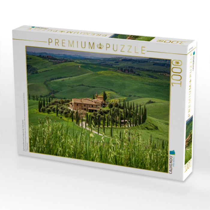 Zypressenallee zum Landgut in der Crete Senesi - CALVENDO Foto-Puzzle'