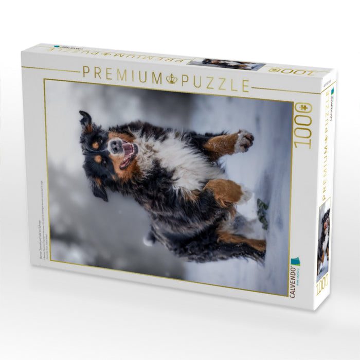 Berner Sennehund tobt im Schnee - CALVENDO Foto-Puzzle'