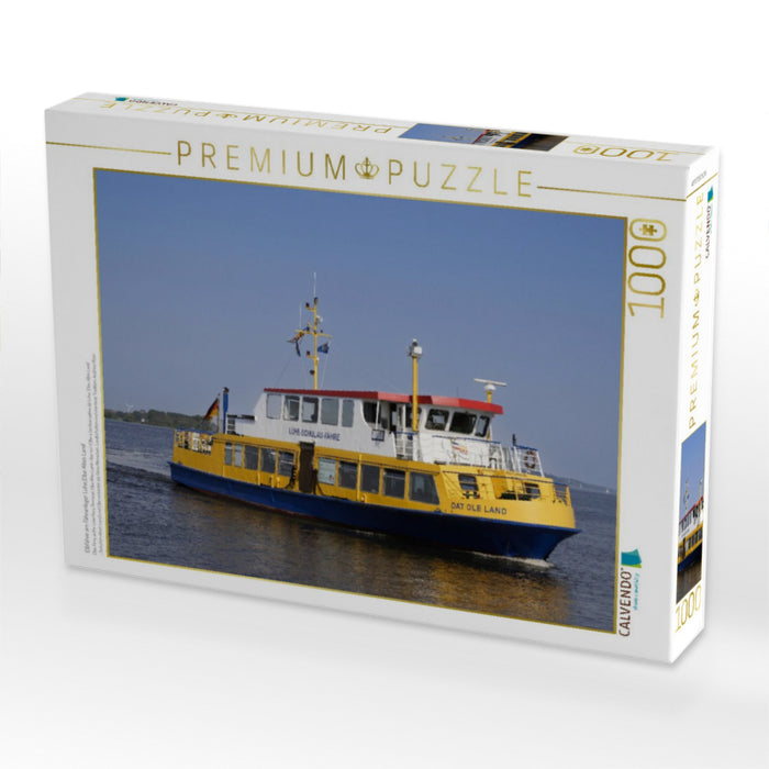 Elbfähre am Fähranleger Lühe,Elbe Altes Land - CALVENDO Foto-Puzzle'