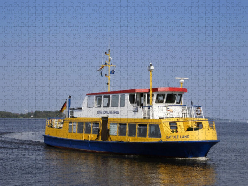 Elbfähre am Fähranleger Lühe,Elbe Altes Land - CALVENDO Foto-Puzzle'