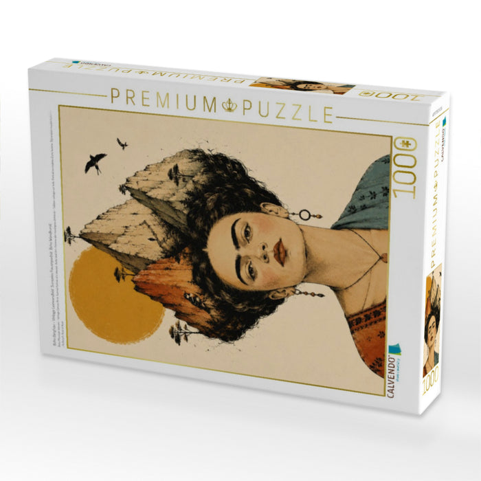 Boho Bergfrau – Vintage Leinwandbild Surreales Frauenporträt Boho Wandkunst - CALVENDO Foto-Puzzle'