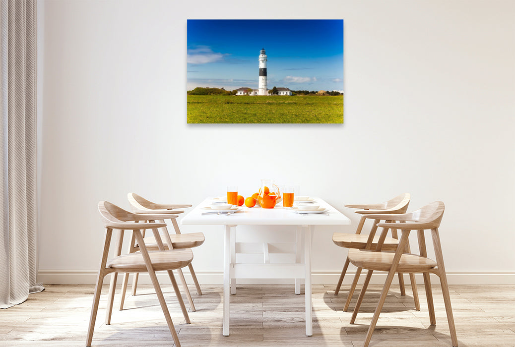 Premium Textil-Leinwand Der Leuchtturm Rotes Kliff bei Kampen auf Sylt