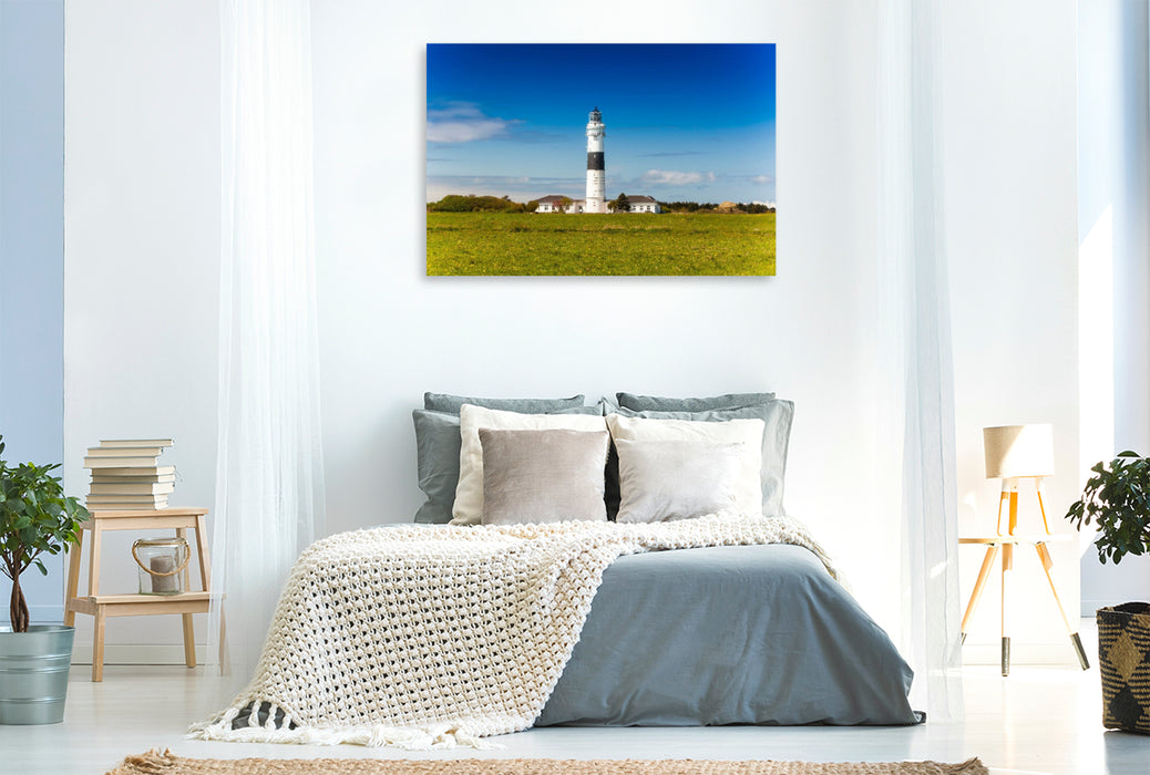 Premium Textil-Leinwand Der Leuchtturm Rotes Kliff bei Kampen auf Sylt