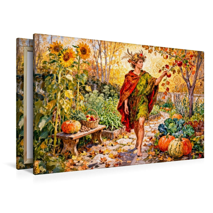 Premium Textil-Leinwand Faunus – Römischer Gott der Obstgärten im Spätsommer