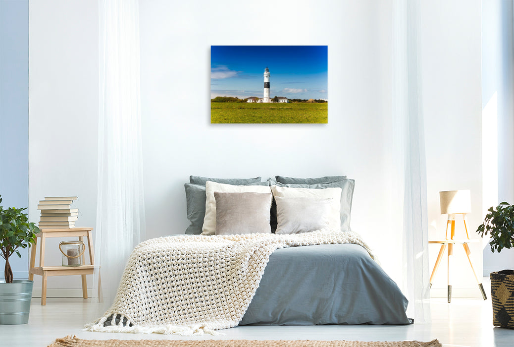 Premium Textil-Leinwand Der Leuchtturm Rotes Kliff bei Kampen auf Sylt