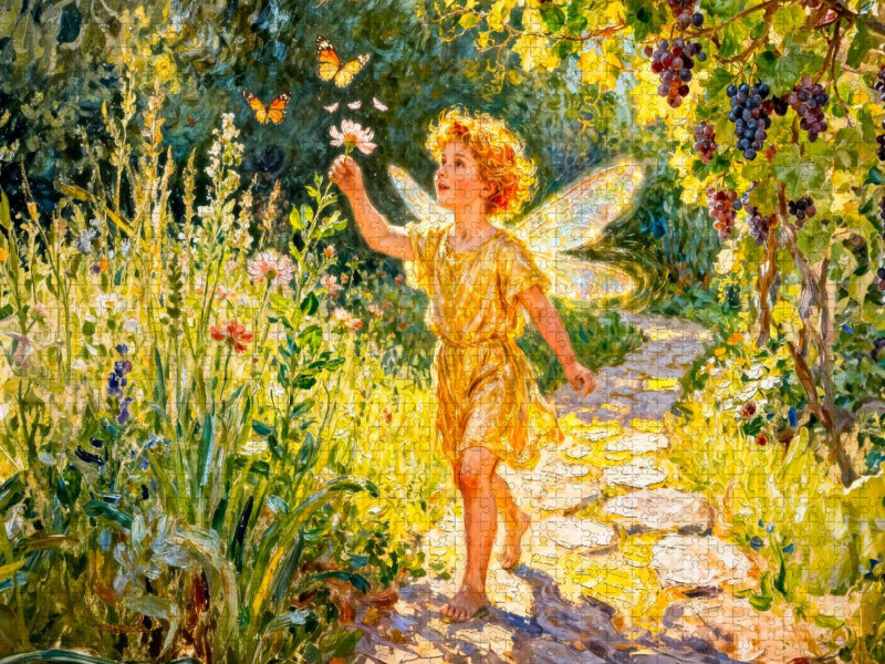 Eros – Griechischer Liebesgott als Kind im Garten - CALVENDO Foto-Puzzle'