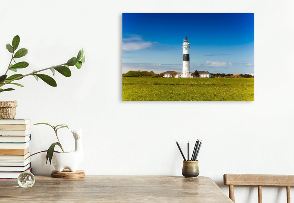 Premium Textil-Leinwand Der Leuchtturm Rotes Kliff bei Kampen auf Sylt