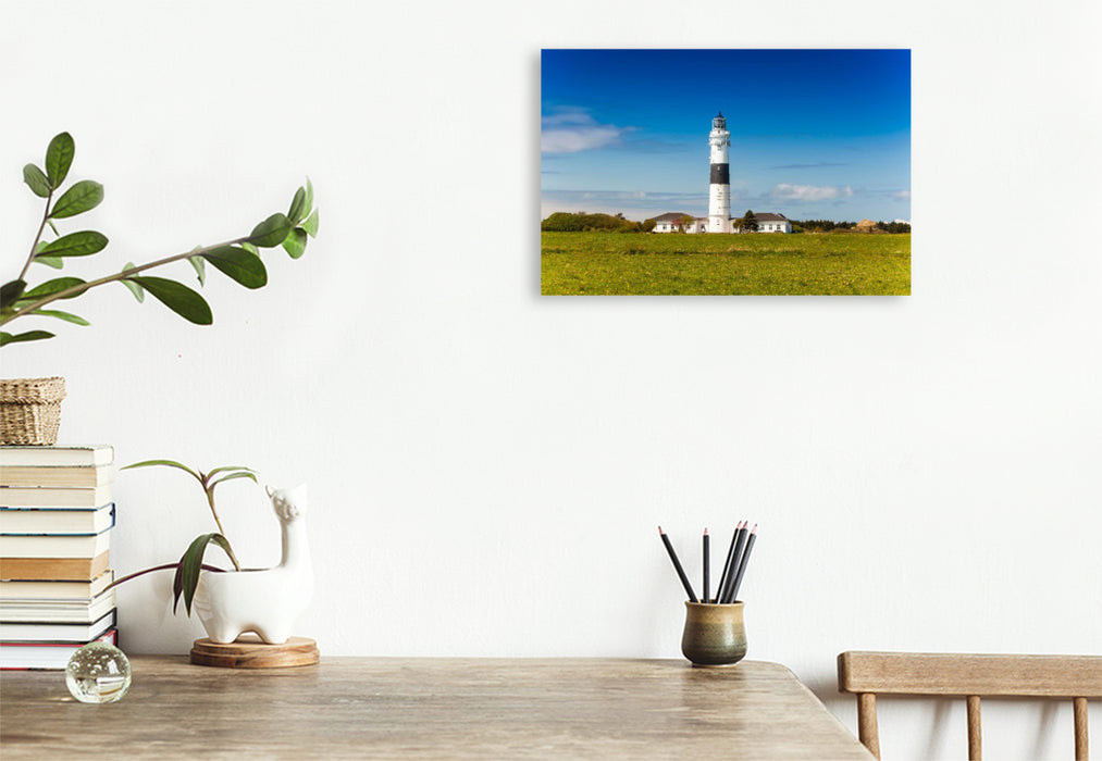 Premium Textil-Leinwand Der Leuchtturm Rotes Kliff bei Kampen auf Sylt