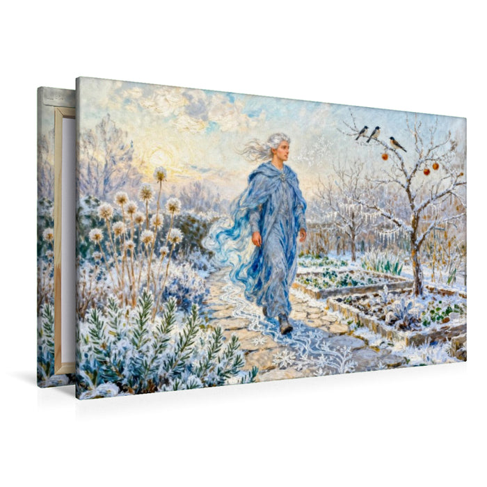 Premium Textil-Leinwand Boreas - Griechischer Gott des Nordwinds im Wintergarten