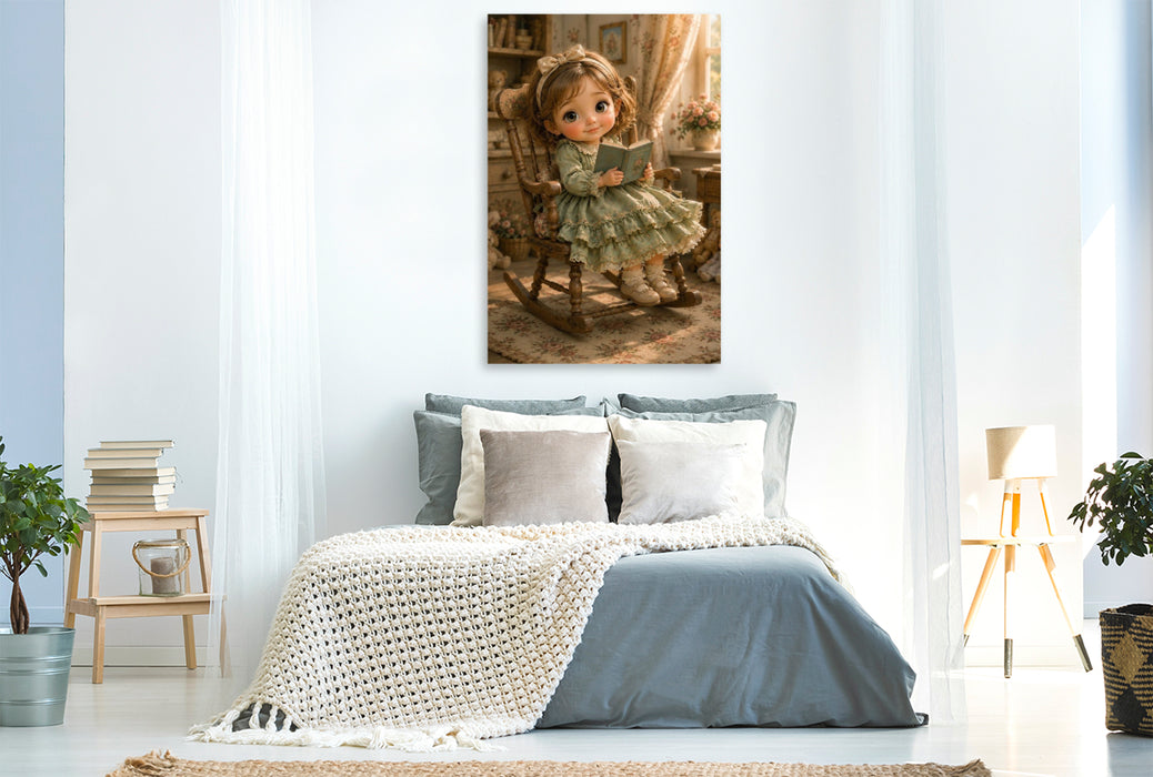 Premium Textil-Leinwand Die kleine Bücherfee