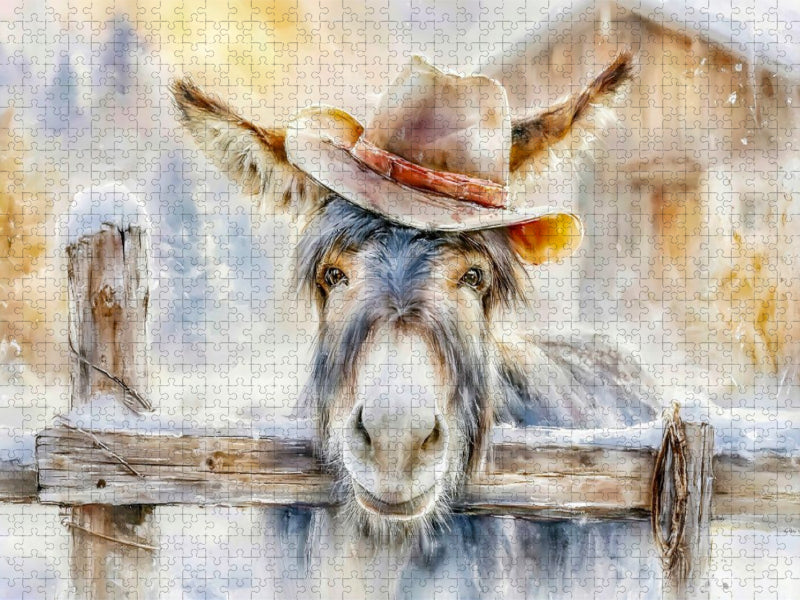 Der Cowboy unter den Eseln - CALVENDO Foto-Puzzle'