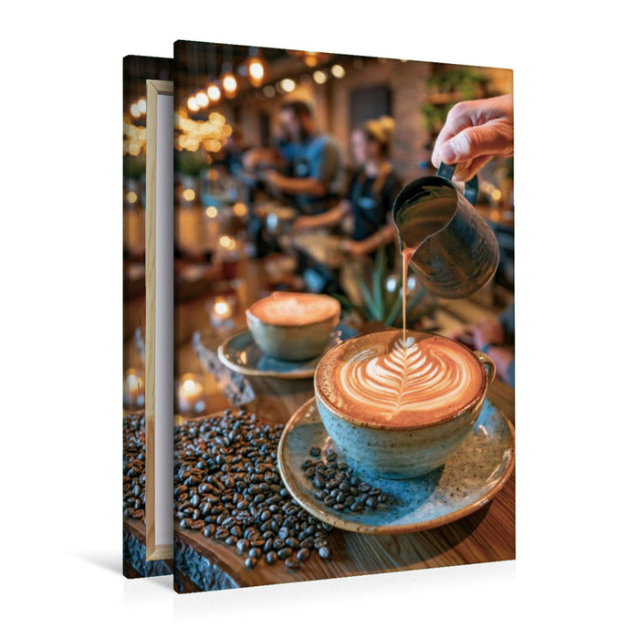Premium Textil-Leinwand Eine perfekte Latte Art